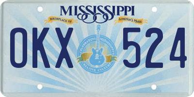 MS license plate OKX524