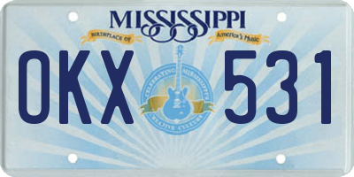 MS license plate OKX531