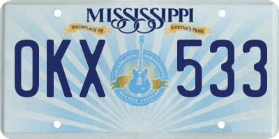 MS license plate OKX533
