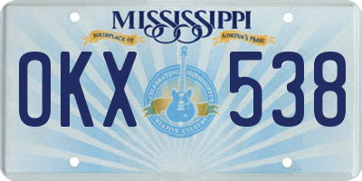 MS license plate OKX538