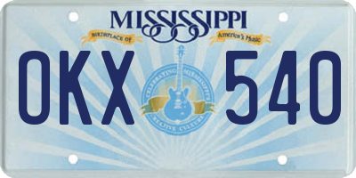 MS license plate OKX540