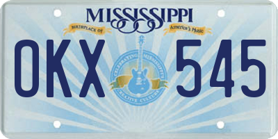 MS license plate OKX545