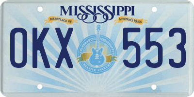 MS license plate OKX553