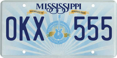 MS license plate OKX555