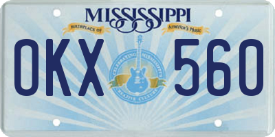 MS license plate OKX560