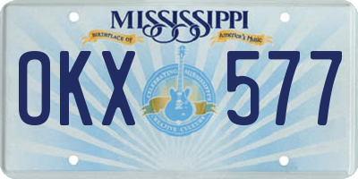 MS license plate OKX577