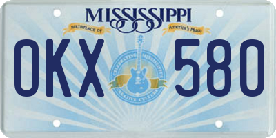 MS license plate OKX580