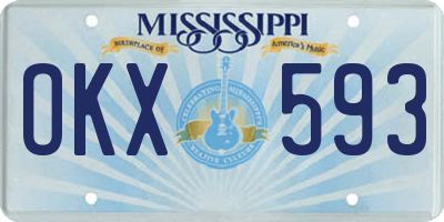 MS license plate OKX593
