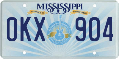 MS license plate OKX904