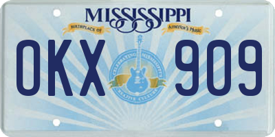 MS license plate OKX909