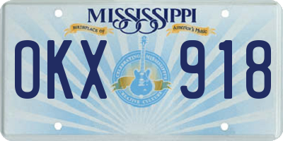 MS license plate OKX918