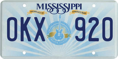 MS license plate OKX920