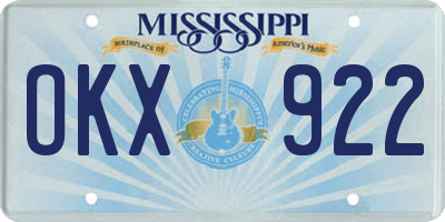 MS license plate OKX922