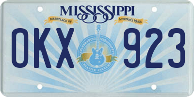 MS license plate OKX923