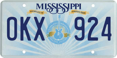 MS license plate OKX924
