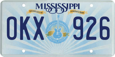 MS license plate OKX926