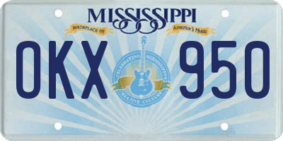 MS license plate OKX950