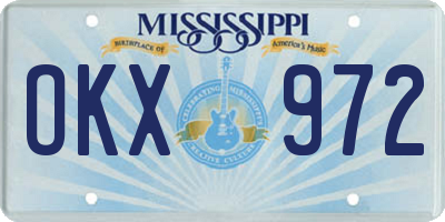 MS license plate OKX972
