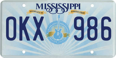 MS license plate OKX986