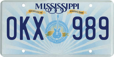 MS license plate OKX989