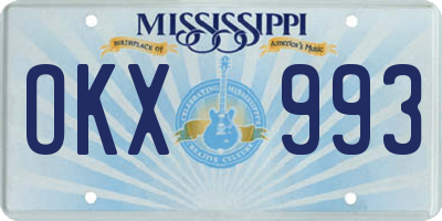 MS license plate OKX993