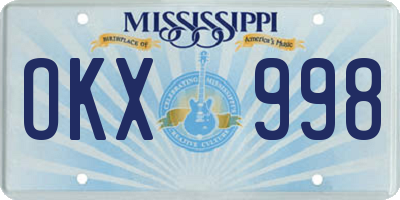 MS license plate OKX998