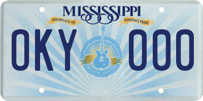 MS license plate OKY000