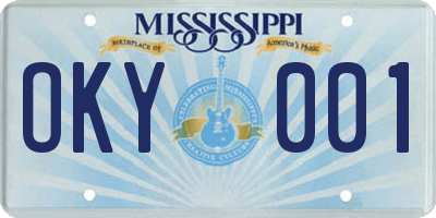 MS license plate OKY001