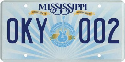 MS license plate OKY002