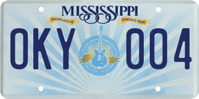 MS license plate OKY004