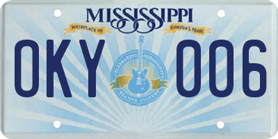 MS license plate OKY006