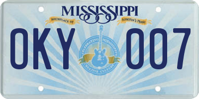 MS license plate OKY007