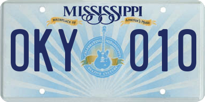 MS license plate OKY010