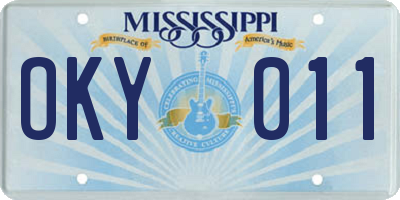 MS license plate OKY011