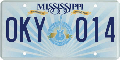 MS license plate OKY014
