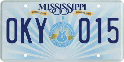 MS license plate OKY015