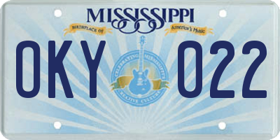 MS license plate OKY022