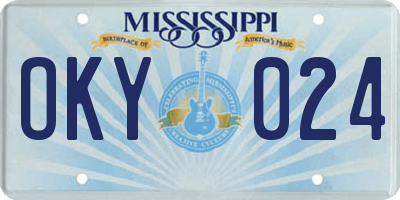 MS license plate OKY024