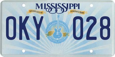 MS license plate OKY028