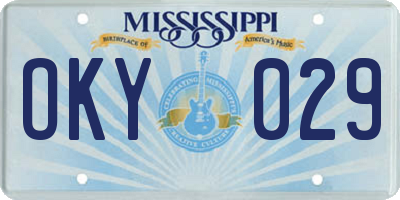 MS license plate OKY029