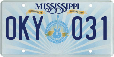 MS license plate OKY031