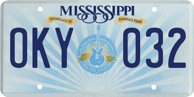 MS license plate OKY032