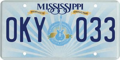MS license plate OKY033