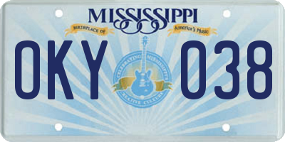 MS license plate OKY038