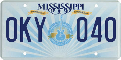 MS license plate OKY040
