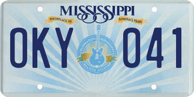 MS license plate OKY041