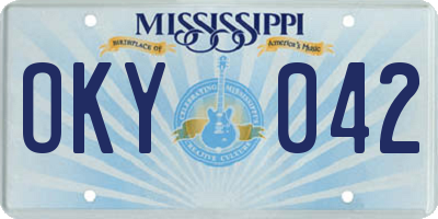 MS license plate OKY042