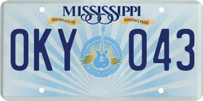 MS license plate OKY043