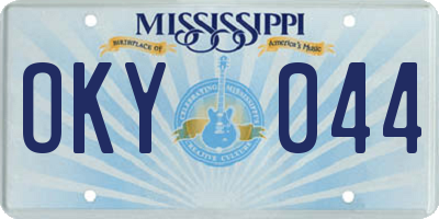 MS license plate OKY044