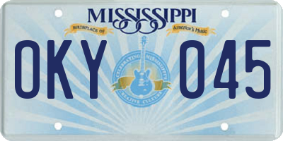 MS license plate OKY045